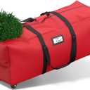 Mrrihand Christmas Tree Storage Bag, Large Artificial Anti-Tear Heavy-Duty 600D Oxford Cloth Xmax Christmas Tree Storage Box with Rolling Wheels, Christmas Tree Storage Container (Red, 7.5Ft)