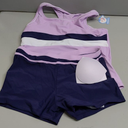 Little Girls' Summer Swimwear Two Piece Boyshort Tankini Kids Swimsuit (14-15 Years, Purple)