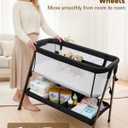 Baby Bassinet, Bedside Bassinet for Baby | Bassinet Bedside Sleeper with Mattress, Storage Basket and 4 Auto-Lock Wheels, Full-Mesh Sides, Bedside Mini Crib for Newborn