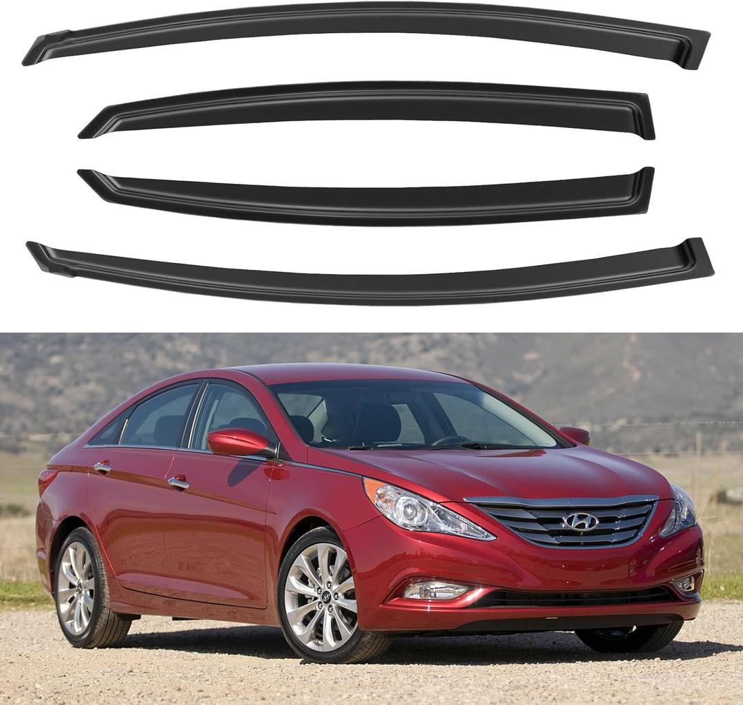 Window Visors Rain Guards for 2011 2012 2013 2014 Hyundai Sonata, Out-Channel Window Vent Wind Deflectors Visors Shades for 2011-2016 Hyundai Sonata Hybrid (2011-2014 Hyundai Sonata)
