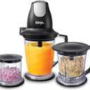 Ninja QB1004 Blender/Food Processor with 450-Watt Base, 48oz Pitcher, 16oz Chopper Bowl, and 40oz Processor Bowl for Shakes, Smoothies, and Meal Prep,Black