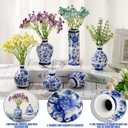 Dandat 8 Pcs Mini Chinoiserie Bud Vases Ceramic Blue and White Floral Chinese Porcelain Vase Set for Shelf Table Centerpieces Home Decor(Vintage)
