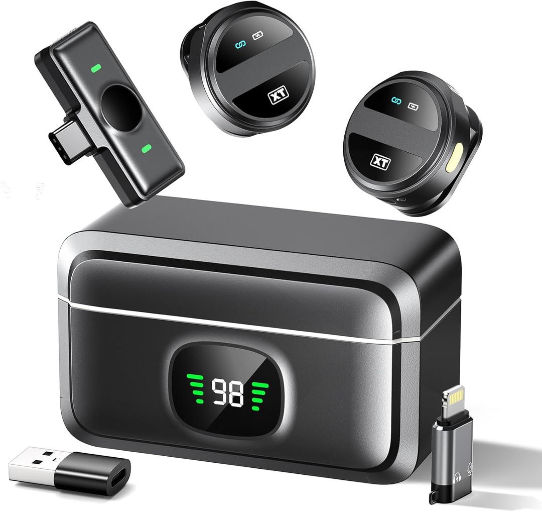 Wireless Lavalier Microphone for iPhone 15 & Android, USB C Mini Lapel Microphone Wireless, Hi-Fi Audio, 1200 inch Range, Noise Cancelling, 60H Battery Life, for Interview, Streaming, Video Recording