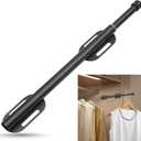 Creatyi 12.6" Stainless Steel Valet Rod Pull Out Valet Rods for Closet Heavy Duty Closet Valet Rods,Clothing Hanging Drying Closet Storage Organizer for Bedroom Laundry Room Bathroom (Black Gray)