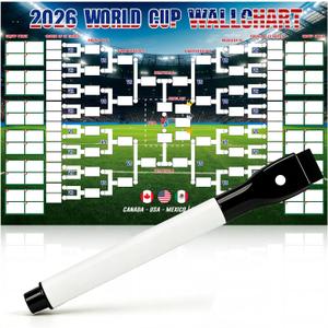DLPL World Cup 2026 Schedule Soccer Poster, 23.616.5 Inch with Black Dry Erase Marker, World Cup 2026 Merchandise for Soccer Fans & Party Decor
