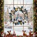 Holy Family Christmas Wreath with Light LED Wooden Holy Family Nativity Scene Hanging Decoration for Christmas Tree Ornaments Xmas Indoor Outdoor Wall Decoration Hanging Sign for Front Door