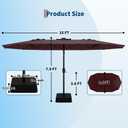 Garvee 15FT Patio Umbrella with Solar Lights & Base Included, Burgundy