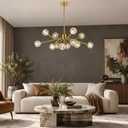 Gold Sputnik Chandeliers for Living Room，12 Lights D36'' Inch