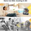 Ausic Misting Fan Portable, [Max 70H Runtime] 20000mAh Outdoor Cooling Fans for Patio, Water Spray Fan with Led Light, Beach Travel Camping Essential, 8 Inch Battery Operated Rechargeable Fans (Grey)