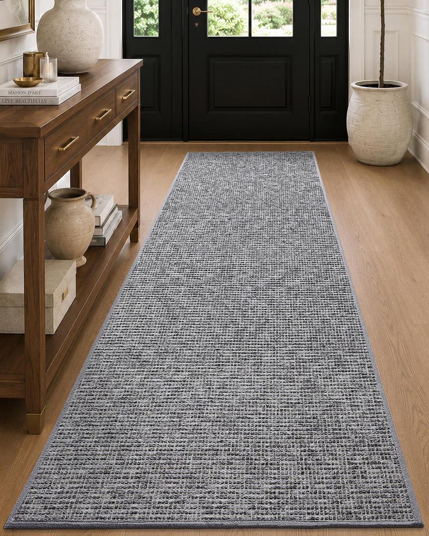 Color&Geometry Hallway Runner Rug 36"x96", Non-Slip, Easy to Clean Floor Carpet Runners for Hallways Entrance Living Room, Grey