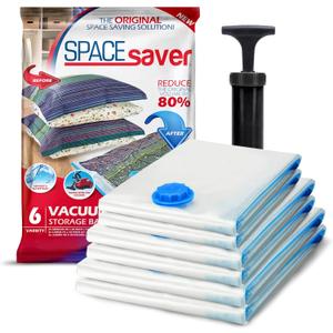 6 Pack Variety Vacuum Seal Bags for Clothing, Travel, Blankets & Comforters - Compression Bag with Hand Pump - Space Saver Vacuum Storage Bags for Bedding, Moving, Travel & Organization (2M, 2L&2XL)