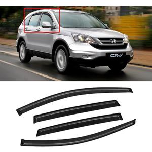Window Visors for 2007-2011 Honda CR-V CRV, Rain Guards Shields Vent Deflector Shade Dark Smoke 2008 2009 2010, Tape-On, 4PCS