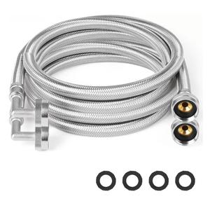Washing Machine Hoses,6ft 2pack ¾" Stainless Steel Braided Washer Hoses 90 Degree Eblow Burst Proof Water Supply Lines Universal Fit to Hot and Cold Connection