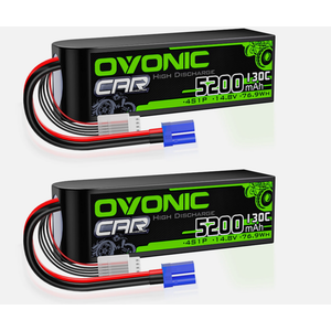 2X Ovonic 14.8V 130C 4S 5200mAh Lipo Battery EC5 for RC Car Truck Heli Jet Boat