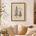 Pine Tree Wall Art Minimalist Mountain Nature Canvas Print Cabin Wall Decor