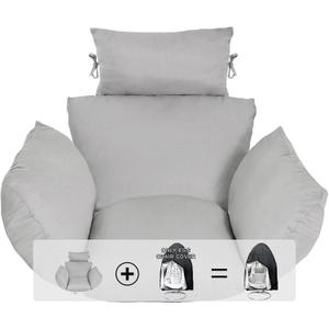 Egg Chair Cushion, Hanging Basket Chair Cushions with Pillow, Soft Outdoor Swing Cushions Replacement with Waterproof Patio Egg Chair Covers (Grey), 21 inches x 21 inches