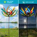 Solar Wind Spinner Outdoor Metal - Large Kinetic Garden Wind Spinners with Solar LED Lights, Waterproof Butterfly Yard Art Sculptures & Spinners for Patio, Lawn, Pathway, Backyard