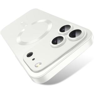 Misscase Magnetic for iPhone 17 Pro Max Case,Comes with Camera Lens Protector,Compatible with Magsafe,Soft TPU Full Protection Slim Smooth Bumper Shockproof Phone Cover White