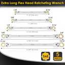 Extra Long Flex-Head Ratcheting Wrench Set, SAE 1/4" to 13/16", 5 Pcs Double Box End Long Handle Ratchet Wrenches, 72-Teeth, CR-V Labor-Saving Aviation Spanner with Pouch, Extra Torque for Tight Bolts