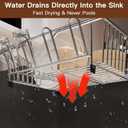Over the Sink Expandable Dish Drainer Drying Rack In Stainless Steel for Small Kitchen, Counter Space Saving Modern Compact Metal Above Plate Dryer Strainer, Adjustable Hanging Inside Drain Holder (For 11.5"-30"W Sink, Silver)