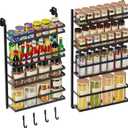 8-Tier-Wall-Mount-Spice-Rack-Organizer W/ Adjustable Basket&Fence, Large Over The Door Spice Seasoning Shelf For Pantry Kitchen, Hanging Spice Organization For Cabinet Door, Bathroom Door Storage (Black)