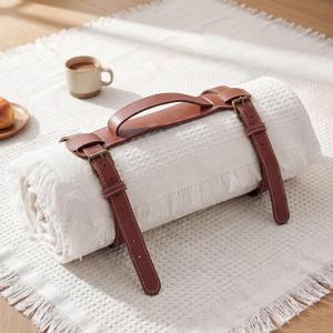 SmoothNovelty 2 in 1 Waterproof Picnic Blankets Outdoor Extra Large Blanket Foldable Double Layer Sandproof Beach Mat with Carry Strap for Camping Yard Lawn Park Beach Grass(White)