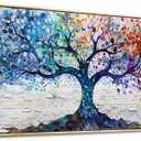 ERQINHUA Large Canvas Wall Art For Living Room Wood Framed Wall Decor For Bedroom Modern Office Decorations Colorful Wall Painting Tree Abstract Pictures Canvas Prints Artwork Home Decor 20x40 In