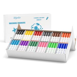 Washable Markers Bulk, Bulk Pack of 300 in 12 Vibrant Colors, Broad Line Markers with Conical Tips- Perfect for Kids' Classrooms & Teachers