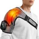 Cordless Shoulder Heating Pad, Heated Shoulder Brace with Heating and Vibration for Shoulder Pain Relief, Portable Shoulder Massager for Men and Women Rotator Cuff Pain Relief (Grey)
