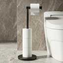 Cesun Extra Weighted Base Toilet Paper Holder Stand - SUS304 Rust Proof Free Standing Tissue Roll Holder for 4 Rolls, No Tipping, No Slipping, Matte Black