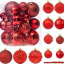 41PCS Red Christmas Ornaments Set - Shatterproof Christmas Tree Ornaments with Icicle for Holiday Party - Vintage Xmas Decorations in 4 Sizes