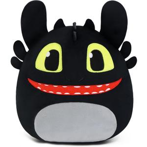 Black Dragon Plush, 11.8-Inch Soft Stuffed Animal Toy, Round Kawaii Plushie, Fantasy Creature Gift for Kids & Fans (Black Happy)
