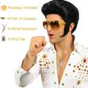 4pcs Set 50s 60s Rock Legend Wig for Men Singer Rocker Costume Wig for Cosplay Halloween Party