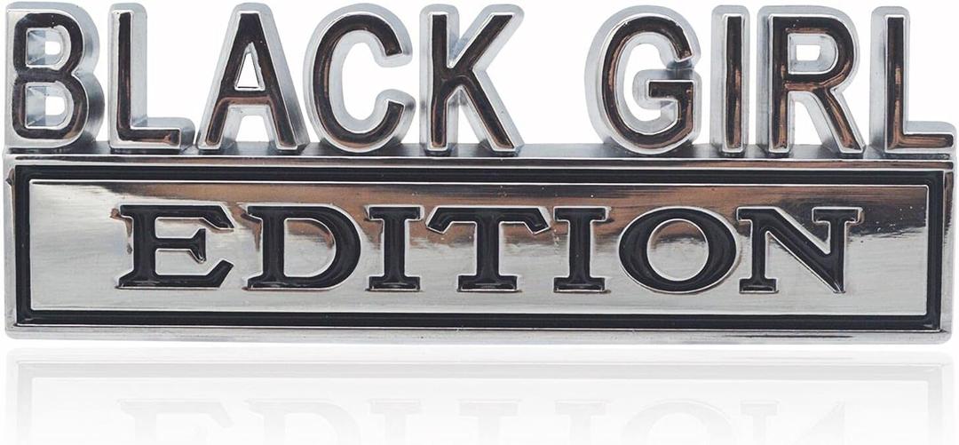 Universal Black Girl Edition Emblem Sticker Replacement Car Truck SUV Compatible with Ford F150 Jeep Dodger Chevrolet Badge Tailgate Badge Front Grille Hood Trunk (Silver+Black)