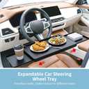 Adjustable Car Steering Wheel Tray, Expandable Car Desk with Rotatable Clip for Laptop & Food, Multipurpose Portable Table for Eating, Working, Gaming 15.2 in to 26.2