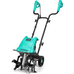 IncwBo 13.5 Amp 12 Inch Electric Tiller/Cultivator with 4 Steel Tines, 8'' Tilling Depth Small Garden Tiller for Gardening, Corded Rototiller with Adjustable Wheels