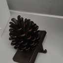 JUSTOTRY 3D Pine Cones Christmas Stocking Holders for Mantle Set of 2 with Non-Skid Brown Stocking Hangers for Fireplace Home Decor Holiday Gifts Xmas Decorations Supplies