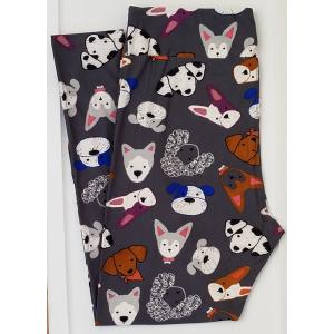 TC LuLaRoe Tall & Curvy Leggings Poodle Bulldog Husky Dachshund Dogs on Gray R43, Pack Of 2