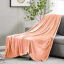 DREAMNINE Super Soft Fuzzy Fleece Throw Blanket for Couch Sofa 50" x 60", Decorative Solid Lightweight Velvet Blanket for Chair, Cozy Accent Shaggy Micro Plush Flannel Blankets for Bedroom Dorm, Peach