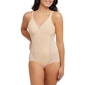 Bali Women's Firm-Control Shapewear, All-In-One Body Shaper with Built-In Underwire Minimizer Bra 36 C