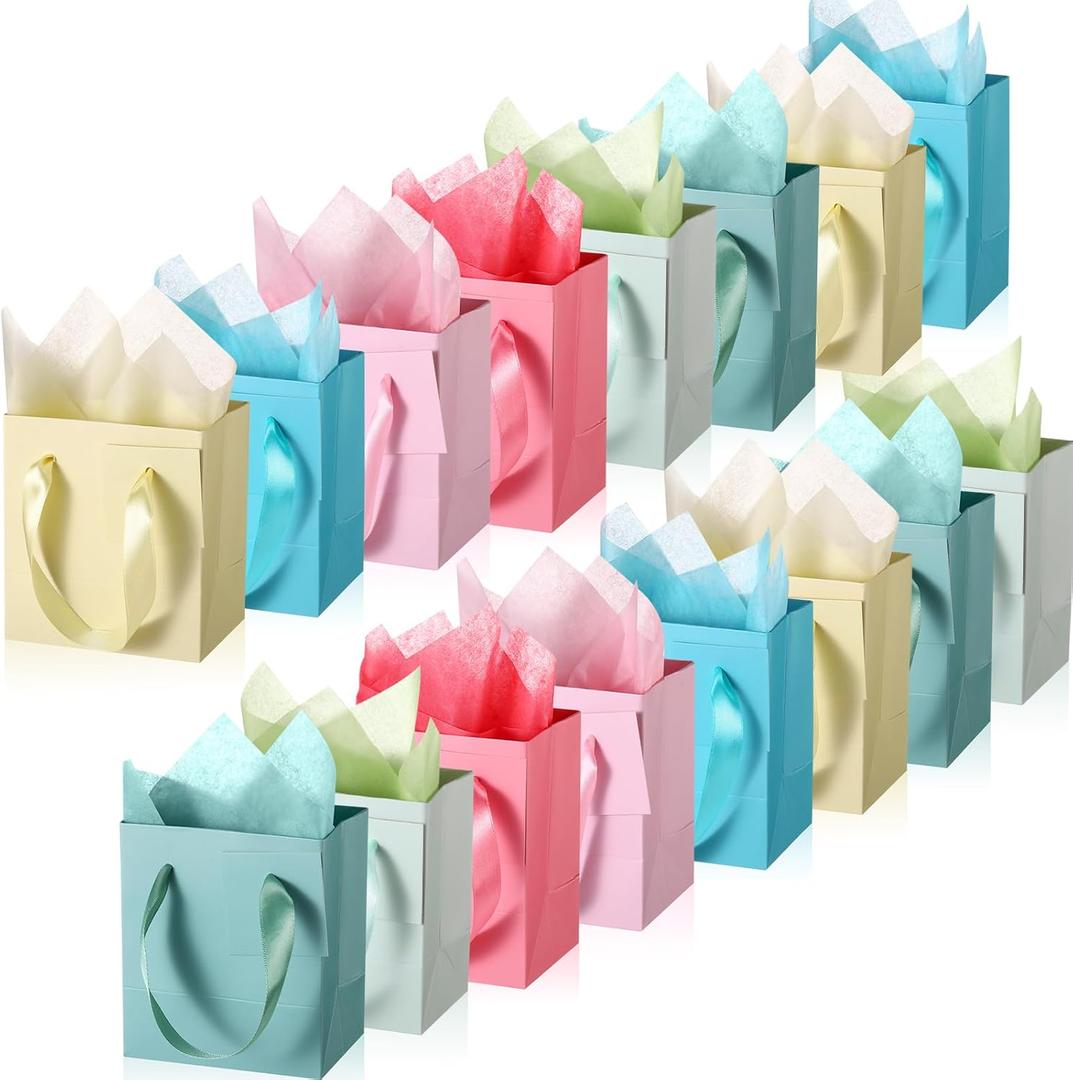 Tenare 12 Pcs Small Gift Bags Mini Paper Bags Bulk Tiny with Handle Tissue for Jewelry Wrap Halloween Thanksgiving Christmas Birthday Party Favor Supply(4 * 2.8 * 4.5inch,Spring Color) Tenare 12 Pcs Small Gift Bags Mini Paper Bags Bulk Tiny with Handle Tissue for Jewelry Wrap Halloween Thanksgiving Christmas Birthday Party Favor Supply(4 * 2.8 * 4.5inch,Spring Color)