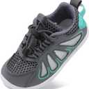 BARERUN Toddler Shoes Boy Girl Sneakers Lightweight Breathable Barefoot Running/Walking Shoes Toddler Tennis Shoes with Adjustable Tightness (8.5-9 Toddler, Darkgray)