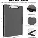 Piasoenc Clipboard with Storage, 8.5 x 11 Clip Boards with 2 Storage Case and A4 Paper Folder, Clear Dry Erase Top Panel, Heavy Duty Plastic, Folio & Side Opening, for Nurses, Teachers, Lawers,Black