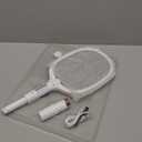 Electric Fly Swatter Racket, Rechargeable Fly Zapper - 4000 Volt, Exclusive 2-in-1 Bug Zapper Racket - USB Charging, 1800mAh Li-Battery, Indoor & Outdoor Use, White