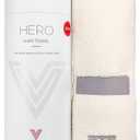 VOLO Hero Hair Towel Ultra Soft Nanoweave Microfiber, Super Absorbent Quick Dry, Reduces Dry Time 50%, Anti-Frizz & Breakage, Secure Snug Strap, Large Wrap for All Hair Types - Salt White
