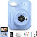 Kids Instant Print Camera, 3.0-inch HD Screen 32MP Photo Instant Digital Camera Christmas Birthday Gifts Toys for Children Girls Boys Age 3-12 - Blue
