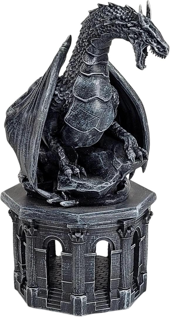 Forged Dice Co. Dragon Dice Jail - D&D Dice Holder and Storage Box with Removable Collectors Dragon Miniature - Fits Up to 2 Standard Polyhedral RPG Sets - Black