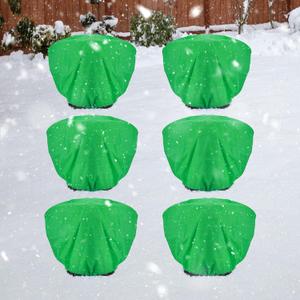 ANPHSIN 6 pcs Plant Covers Freeze Protection - 19.6in x 39.3in Winter Shrub Plant Protection Bags, Frost Blankets Cloths with Drawstring for Outdoor Garden Rose Bush Plants, Green
