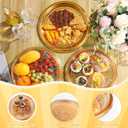 Maxcheck 12 Pack Plastic Serving Platter with Lid, 16 Inch Catering Trays, Heavy Duty Large Gold Serving Party Trays, Elegant Round Banquet for Takeout Food Picnic Spring Outdoor Party Supplies