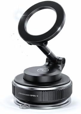 Heavy Duty Magnetic Phone Holder Vacuum Suction Mount Foldable, 360° Adjustable, Car/Office/Gym - Dashboard, Windshield, Window, Mirror, Universal Mount - Magsafe Compatible, iPhone, Samsung, Pixel
